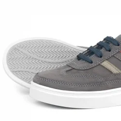 Rakerplus Gri Hakiki Deri Bağcıklı Erkek Çocuk Sneaker Ayakkabı