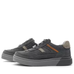 Rakerplus Gri Hakiki Deri Bağcıklı Gri Tabanlı Çocuk Sneaker Ayakkabı
