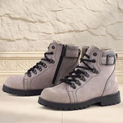 Rakerplus Griffon Hakiki Deri Açık Gri Bağcıklı Fermuarlı Bot