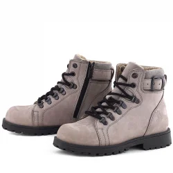 Rakerplus Griffon Hakiki Deri Açık Gri Bağcıklı Fermuarlı Bot