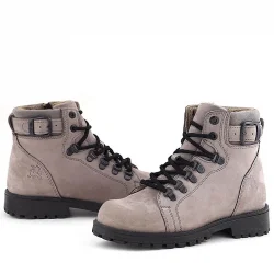 Rakerplus Griffon Hakiki Deri Açık Gri Bağcıklı Fermuarlı Bot