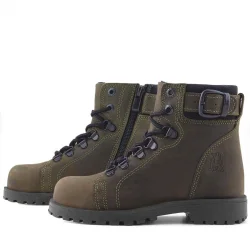 Rakerplus Griffon Hakiki Deri Haki Yeşil Fermuarlı Kışlık Çocuk Bot