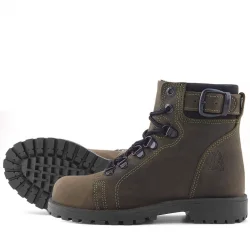 Rakerplus Griffon Hakiki Deri Haki Yeşil Fermuarlı Kışlık Çocuk Bot