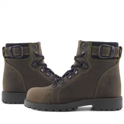 Rakerplus Griffon Hakiki Deri Haki Yeşil Fermuarlı Kışlık Çocuk Bot