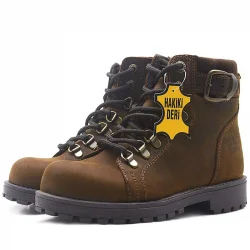 Rakerplus Griffon Hakiki Deri Kahverengi Fermuarlı Kışlık Çocuk Bot