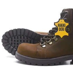 Rakerplus Griffon Hakiki Deri Kahverengi Fermuarlı Kışlık Çocuk Bot