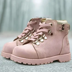 Rakerplus Griffon Hakiki Deri Pembe Fermuarlı Kışlık Kız Bebek Bot