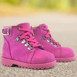 Rakerplus Griffon Hakiki Deri Pembe Fermuarlı Kışlık Kız Bebek Bot