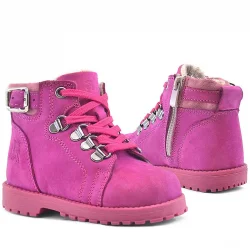 Rakerplus Griffon Hakiki Deri Pembe Fermuarlı Kışlık Kız Bebek Bot