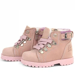 Rakerplus Griffon Hakiki Deri Pembe Simli Fermuarlı Kız Bebek Bot