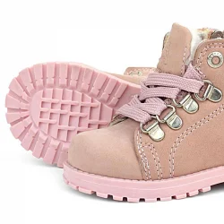 Rakerplus Griffon Hakiki Deri Pembe Simli Fermuarlı Kız Bebek Bot