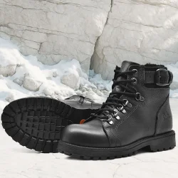 Rakerplus Griffon Hakiki Deri Siyah Fermuarlı Çocuk Bot