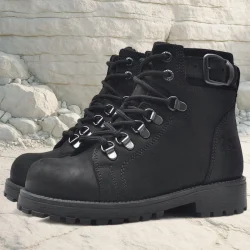 Rakerplus Griffon Hakiki Deri Siyah Fermuarlı Çocuk Bot