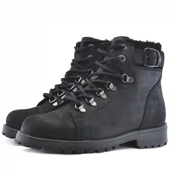 Rakerplus Griffon Hakiki Deri Siyah Fermuarlı Çocuk Bot