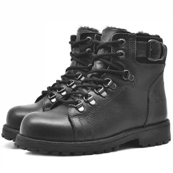 Rakerplus Griffon Hakiki Deri Siyah Fermuarlı Çocuk Bot