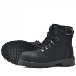 Rakerplus Griffon Hakiki Deri Siyah Fermuarlı Çocuk Bot