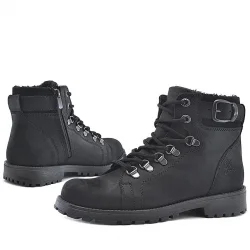 Rakerplus Griffon Hakiki Deri Siyah Fermuarlı Çocuk Bot