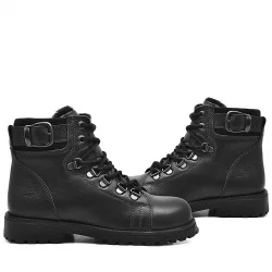 Rakerplus Griffon Hakiki Deri Siyah Fermuarlı Çocuk Bot