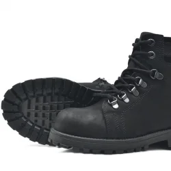 Rakerplus Griffon Hakiki Deri Siyah Fermuarlı Çocuk Bot