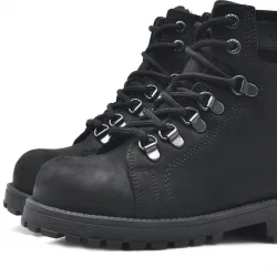 Rakerplus Griffon Hakiki Deri Siyah Fermuarlı Çocuk Bot