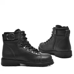 Rakerplus Griffon Hakiki Deri Siyah Fermuarlı Çocuk Bot