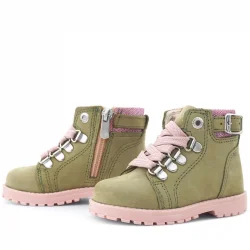 Rakerplus Griffon Hakiki Deri Yeşil Simli Fermuarlı Kışlık Kız Bebek Bot