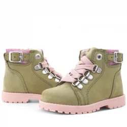 Rakerplus Griffon Hakiki Deri Yeşil Simli Fermuarlı Kışlık Kız Bebek Bot