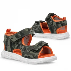 Rakerplus Haki Kamuflaj Desenli Cırtlı Bebek Sandalet Ayakkabı