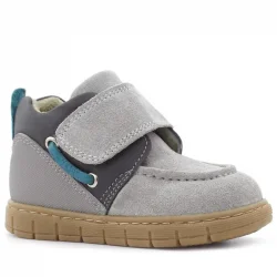 Rakerplus Hakiki Deri Açık Gri Mavi Cırt Cırtlı Bebek Bot