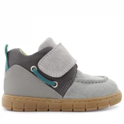 Rakerplus Hakiki Deri Açık Gri Mavi Cırt Cırtlı Bebek Bot