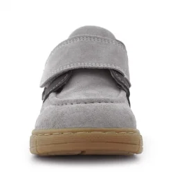 Rakerplus Hakiki Deri Açık Gri Mavi Cırt Cırtlı Bebek Bot