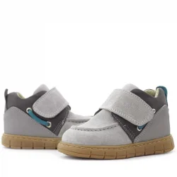 Rakerplus Hakiki Deri Açık Gri Mavi Cırt Cırtlı Bebek Bot