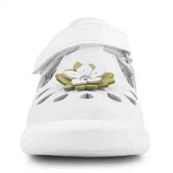 Rakerplus Hakiki Deri Anatomik Beyaz Cırtlı Kız Bebek Sandalet Ayakkabı