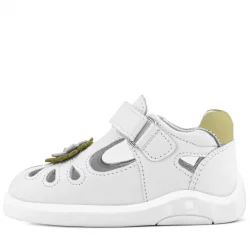 Rakerplus Hakiki Deri Anatomik Beyaz Cırtlı Kız Bebek Sandalet Ayakkabı