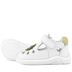 Rakerplus Hakiki Deri Anatomik Beyaz Cırtlı Kız Bebek Sandalet Ayakkabı