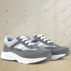 Rakerplus Hakiki Deri Anatomik Gri Bağcıklı Hafif Çocuk Spor Ayakkabı