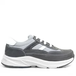 Rakerplus Hakiki Deri Anatomik Gri Bağcıklı Hafif Çocuk Spor Ayakkabı