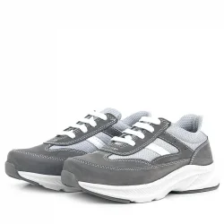 Rakerplus Hakiki Deri Anatomik Gri Bağcıklı Hafif Çocuk Spor Ayakkabı