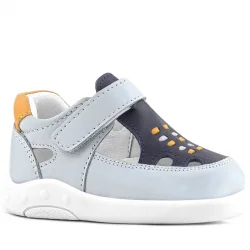 Rakerplus Hakiki Deri Anatomik Gri Cırtlı Bebek Sandalet Ayakkabı