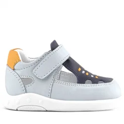 Rakerplus Hakiki Deri Anatomik Gri Cırtlı Bebek Sandalet Ayakkabı