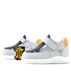 Rakerplus Hakiki Deri Anatomik Gri Cırtlı Bebek Sandalet Ayakkabı