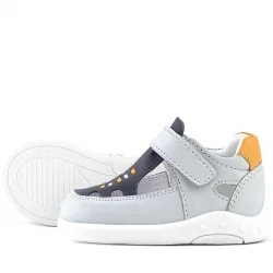 Rakerplus Hakiki Deri Anatomik Gri Cırtlı Bebek Sandalet Ayakkabı