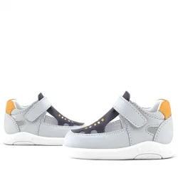 Rakerplus Hakiki Deri Anatomik Gri Cırtlı Bebek Sandalet Ayakkabı