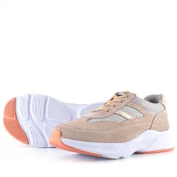 Rakerplus Hakiki Deri Anatomik Pudra Lastik Bağcıklı Hafif Kız Çocuk Günlük Ayakkabı