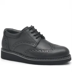 Rakerplus Hakiki Deri Bağcıklı Siyah Erkek Çocuk Klasik Okul Ayakkabı