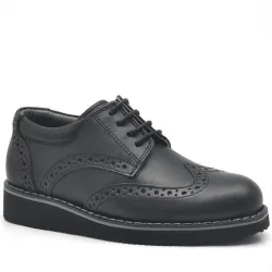 Rakerplus Hakiki Deri Bağcıklı Siyah Erkek Çocuk Klasik Okul Ayakkabı