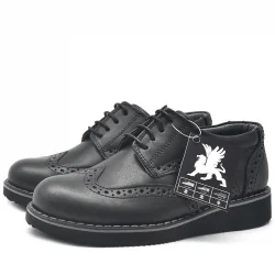 Rakerplus Hakiki Deri Bağcıklı Siyah Erkek Çocuk Klasik Okul Ayakkabı