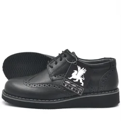 Rakerplus Hakiki Deri Bağcıklı Siyah Erkek Çocuk Klasik Okul Ayakkabı