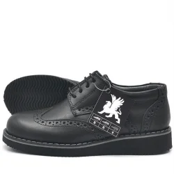 Rakerplus Hakiki Deri Bağcıklı Siyah Erkek Çocuk Klasik Okul Ayakkabı