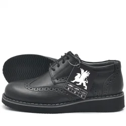 Rakerplus Hakiki Deri Bağcıklı Siyah Erkek Çocuk Klasik Okul Ayakkabı